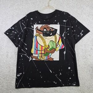 Looney Tunes‎ Taz Tasmanian Devil AOP Black XL Tee Gold Chain Money Streetwear